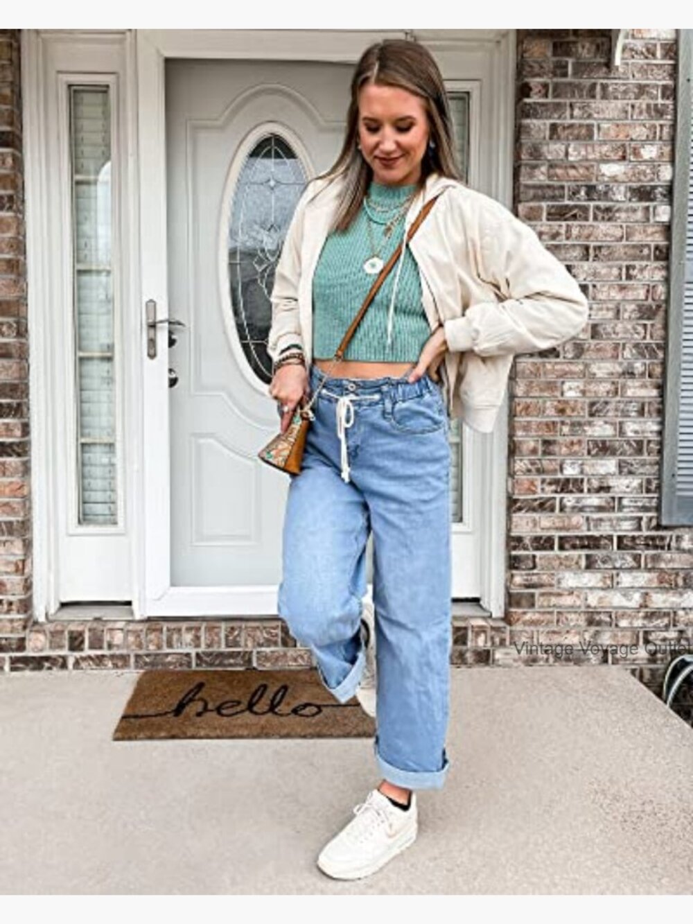 High Waisted Wide Leg Bell Bottom Y2K Stretch Jeans Baggy Pants - Picture 6 of 7